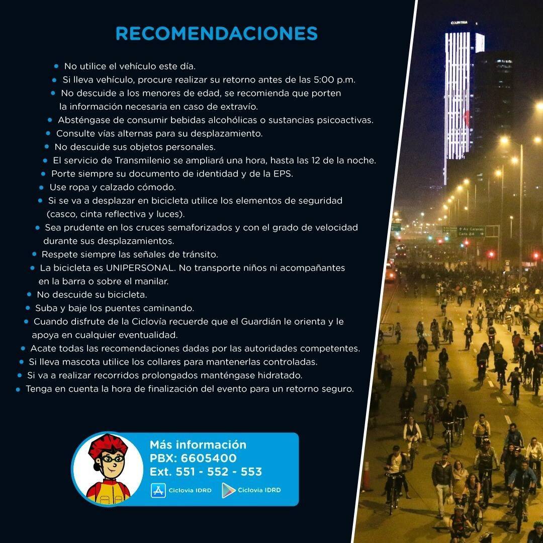 Recomendaciones en ciclovía
