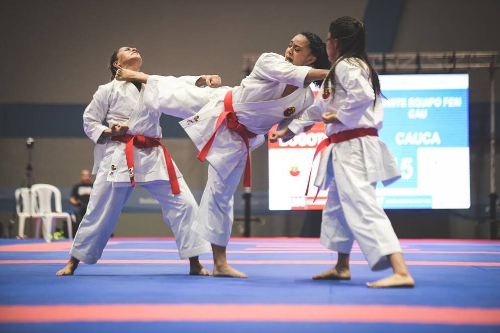 deportistas de karate compitiendo