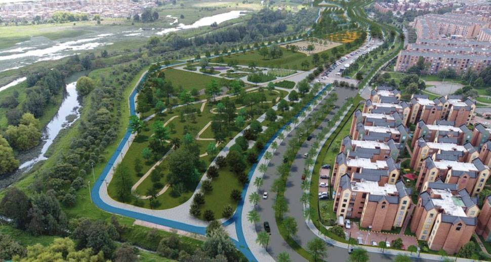 vista aérea de parque y edificaciones