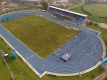vista aérea de pista de atletismo