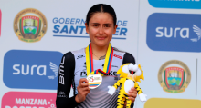 Karen Villamizar, plata en la CRI élite femenina.  Foto cortesía Fedeciclismo.