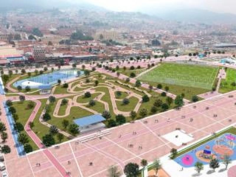 vista aérea de proyección de obra de parque