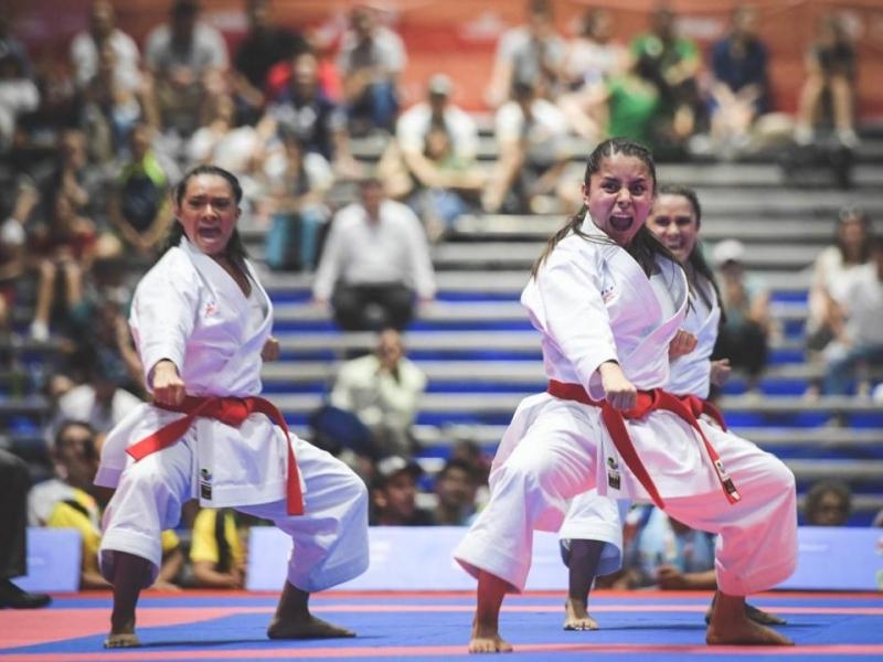 deportistas de karate compitiendo